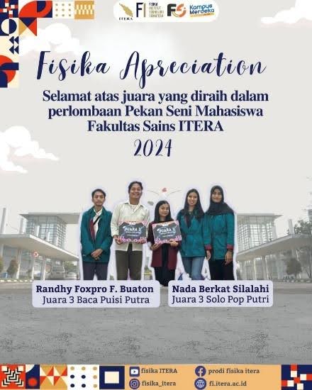 Mahasiswa Fisika ITERA Meraih Juara di Pekan Seni Mahasiswa Fakultas Sains 2024
