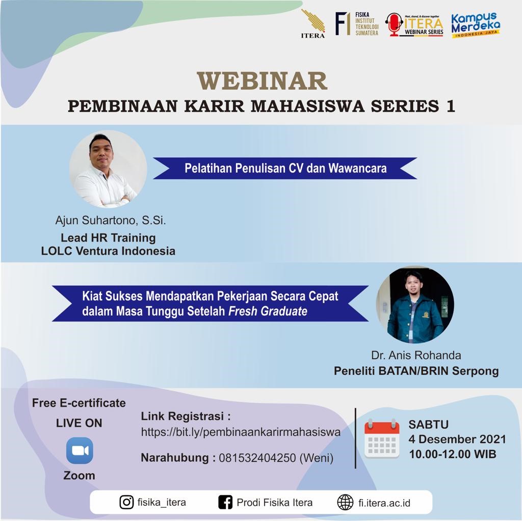 WEBINAR PEMBINAAN KARIR MAHASISWA SERIES 1