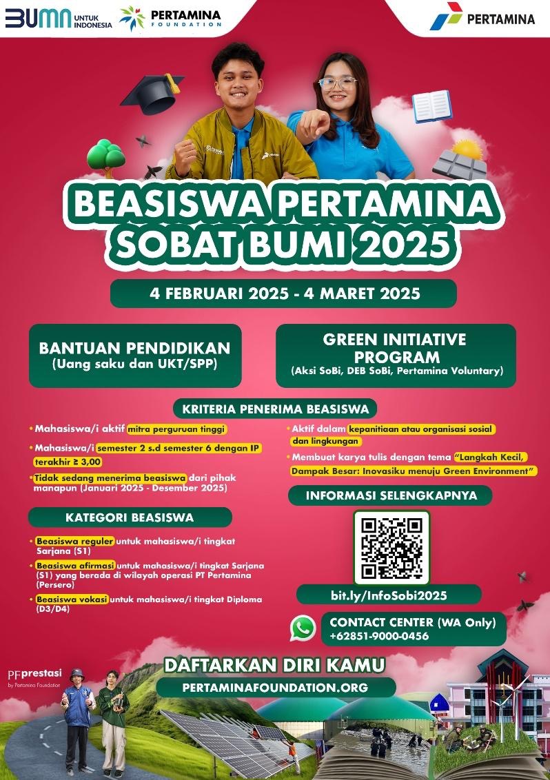 Beasiswa Pertamina Sobat Bumi 2025